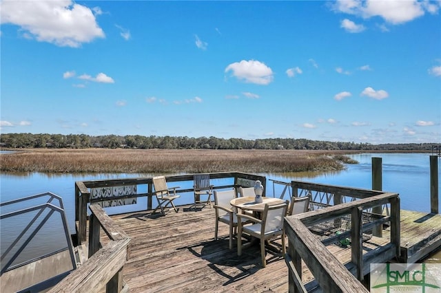 view of dock featuring a water view