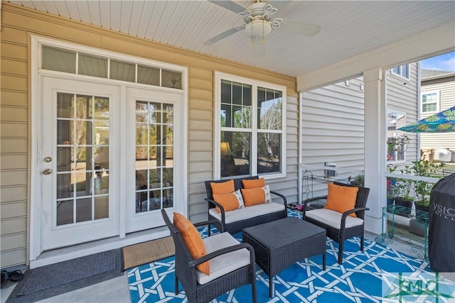 view of patio / terrace with a ceiling fan