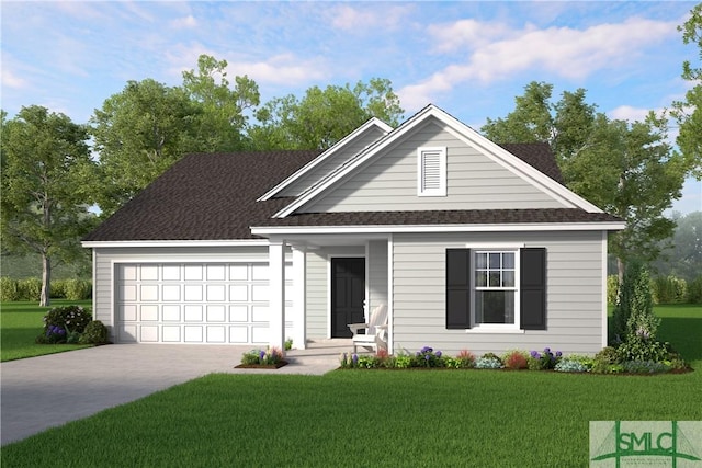 279 Cromer St, Savannah, GA 31407 - ranch-style house featuring a garage, roof with shingles, driveway, and a front lawn