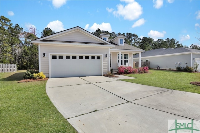 80 Rimmon Ct, Richmond Hill, GA 31324 - single story home featuring a garage, fence, concrete driveway, and a front yard