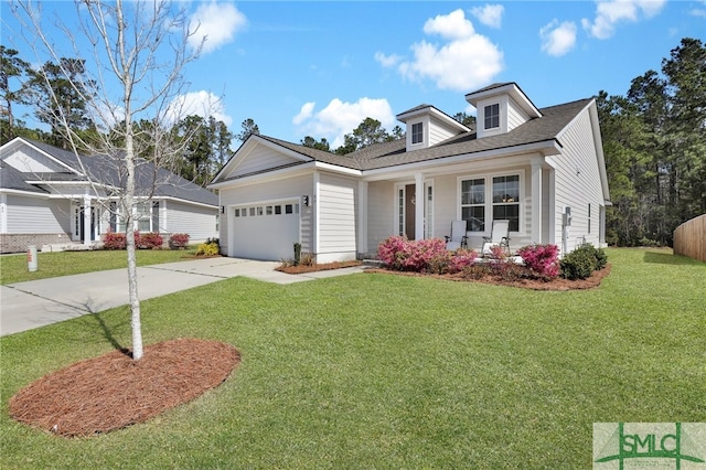 80 Rimmon Ct, Richmond Hill, GA 31324 - view of front of home featuring a garage, a front lawn, and concrete driveway