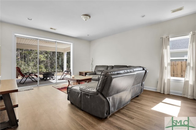 80 Rimmon Ct, Richmond Hill, GA 31324 - living area featuring visible vents, a wealth of natural light, and wood finished floors