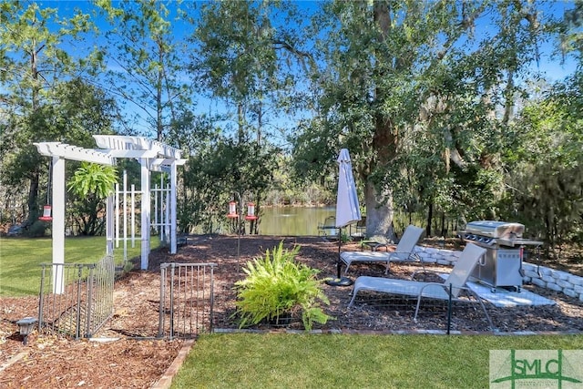 view of yard featuring a pergola