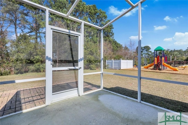 view of unfurnished sunroom