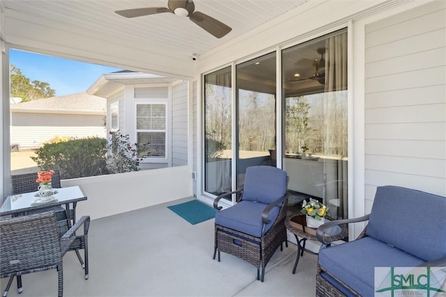 view of patio / terrace featuring a ceiling fan