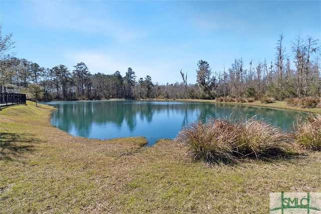 property view of water with a view of trees