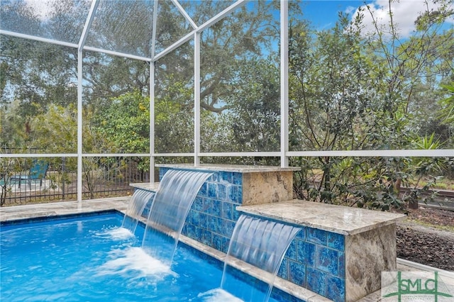 outdoor pool with a lanai