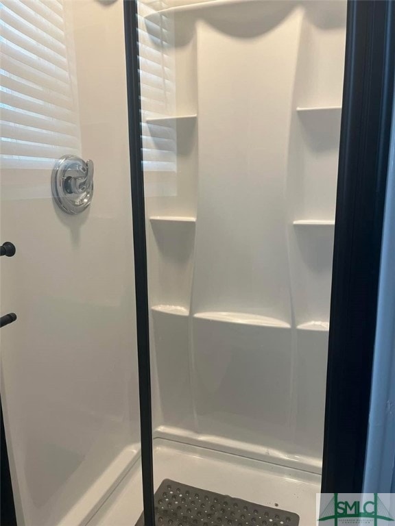 bathroom featuring a shower stall