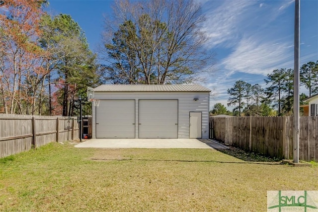 detached garage with fence