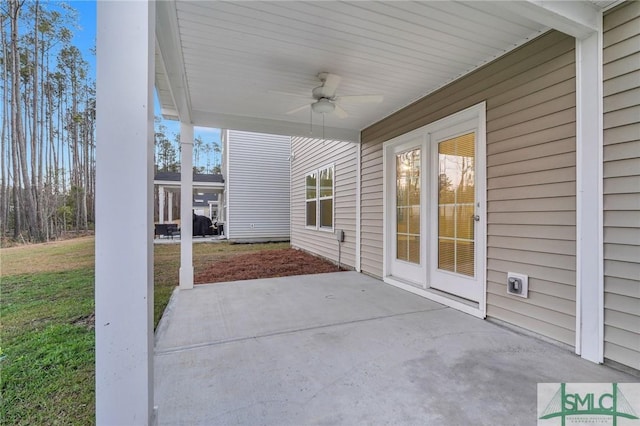 view of patio / terrace featuring ceiling fan