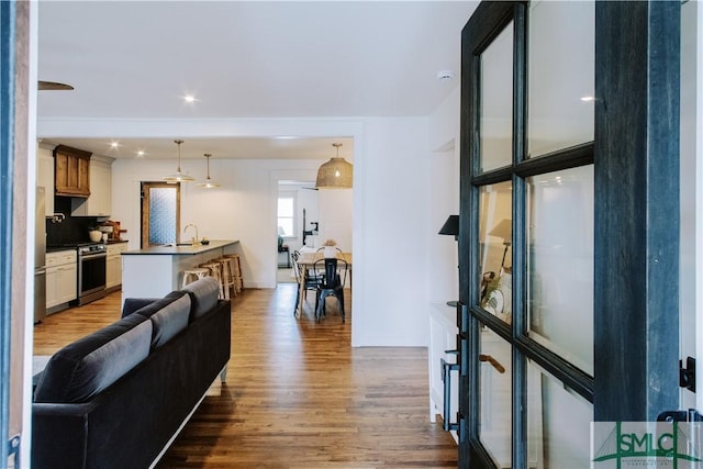 foyer entrance featuring wood finished floors