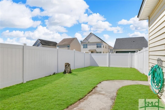 view of yard featuring a fenced backyard