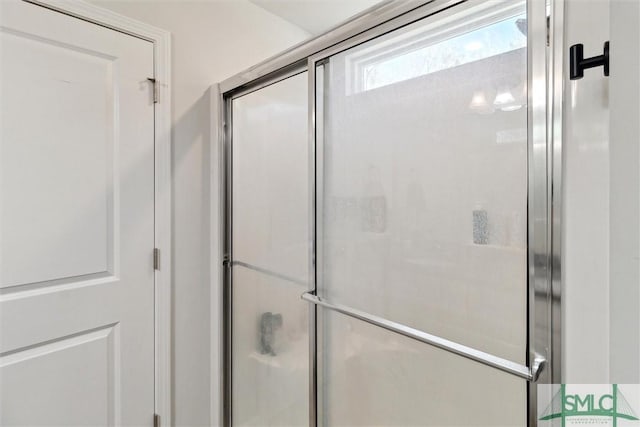 bathroom featuring a shower stall