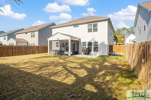 123 Canter Ct, Savannah, GA 31406 - back of property with a sunroom, a patio area, and a residential view