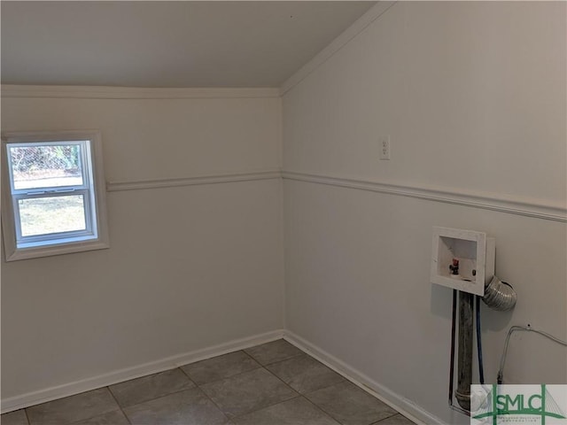 laundry room featuring washer hookup, laundry area, baseboards, and tile patterned flooring