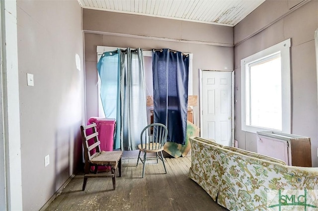 living area with wood-type flooring