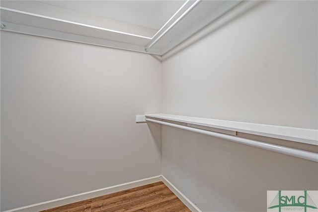 spacious closet with wood finished floors