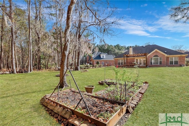 view of yard with a garden