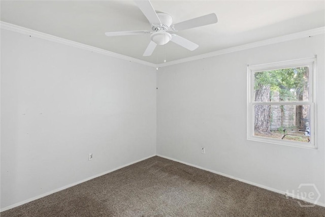 7014 Key St, Savannah, GA 31406 - carpeted spare room with baseboards, crown molding, and ceiling fan