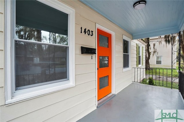 property entrance with a porch