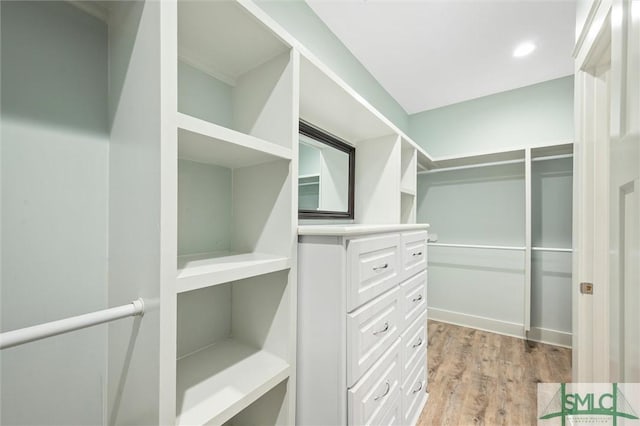 walk in closet featuring light wood-style floors