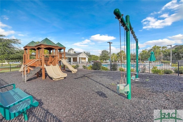 communal playground with fence