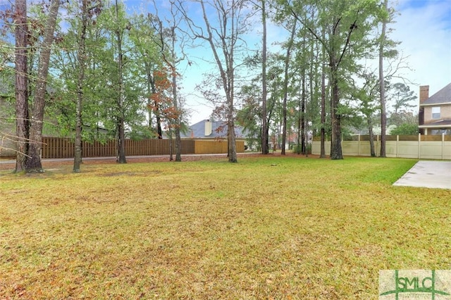 view of yard featuring a fenced backyard