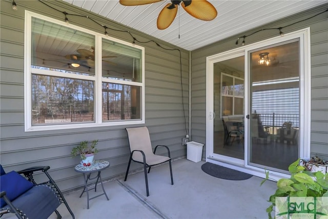 view of patio / terrace featuring a ceiling fan