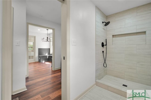 105 Carlton Rd, Savannah, GA 31410 - full bath with a tile shower and wood finished floors