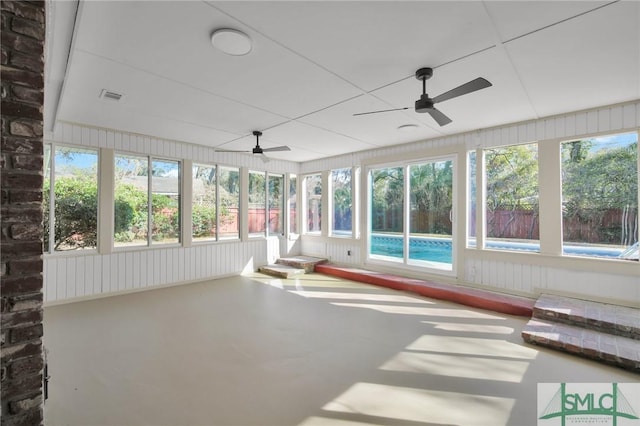 105 Carlton Rd, Savannah, GA 31410 - unfurnished sunroom with ceiling fan and healthy amount of natural light