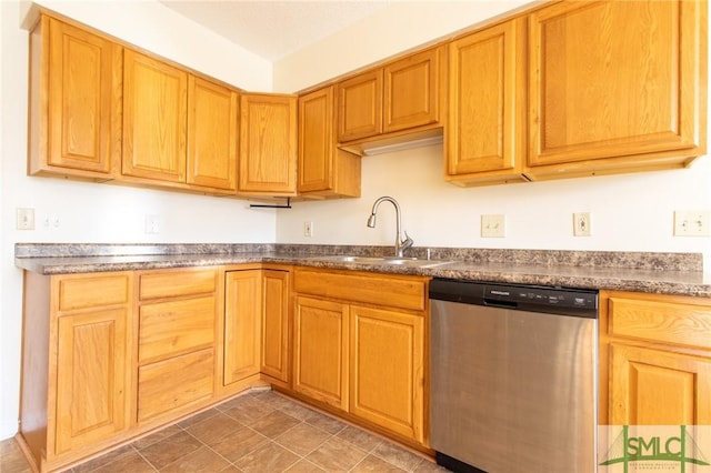 kitchen with stainless steel dishwasher and a sink