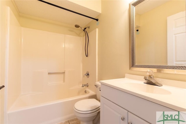 full bathroom featuring vanity, toilet, and bathtub / shower combination