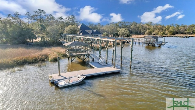 view of dock featuring a water view