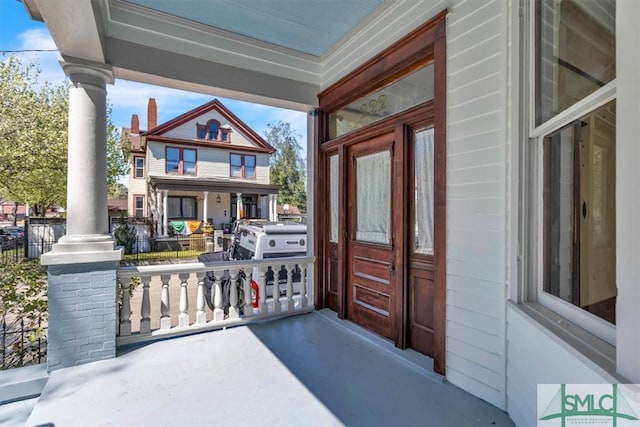 entrance to property with a porch