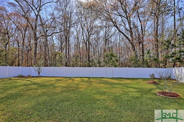 view of yard featuring a fenced backyard