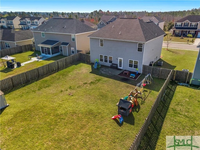 bird's eye view with a residential view