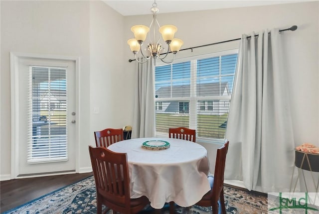 dining area with a chandelier