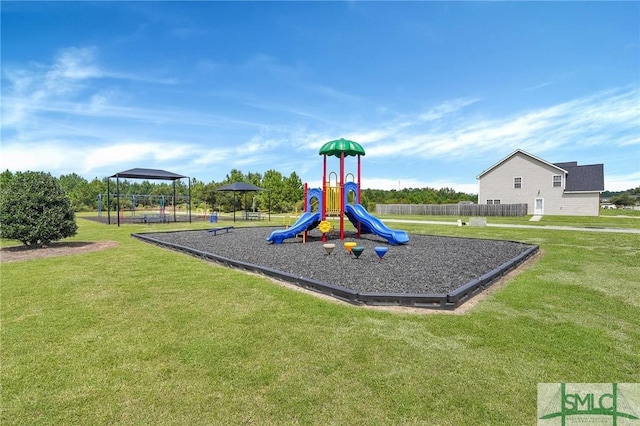 community playground with a gazebo and a lawn