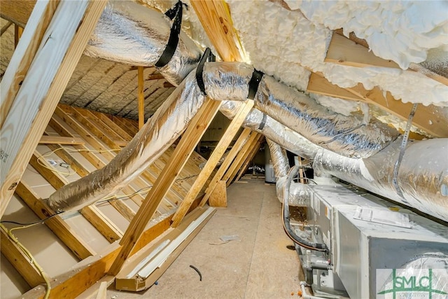 view of unfinished attic