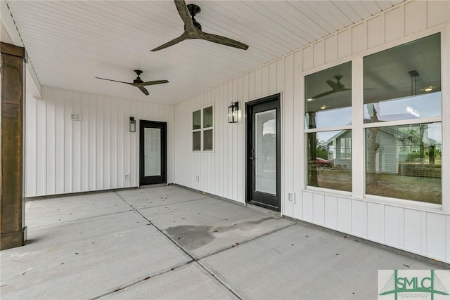 view of patio / terrace featuring a ceiling fan