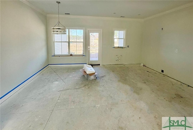 interior space featuring crown molding