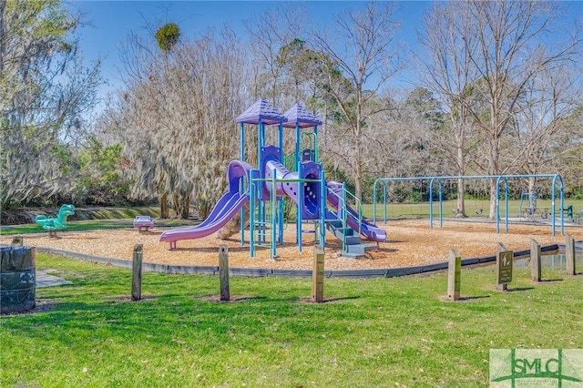 community playground with a lawn