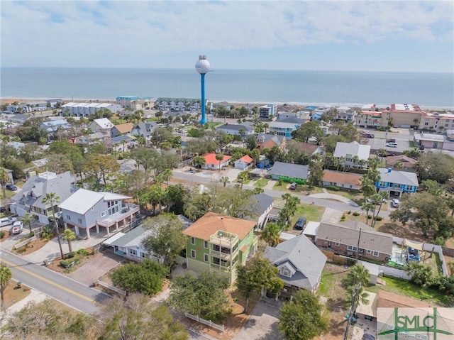 aerial view with a residential view and a water view