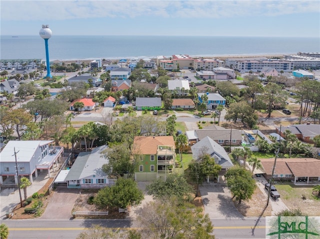 aerial view with a water view and a residential view