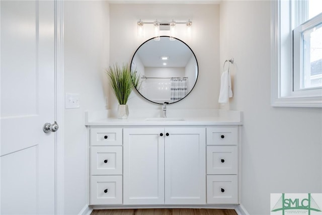 1323 E 69th St, Savannah, GA 31404 - bathroom featuring vanity, a shower with curtain, and baseboards