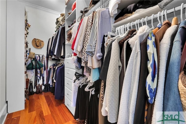 spacious closet with wood finished floors