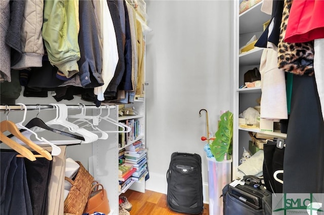 spacious closet with wood finished floors