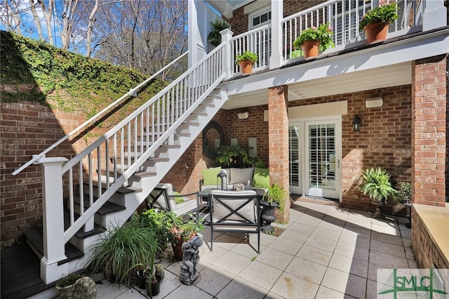 view of patio / terrace with stairs