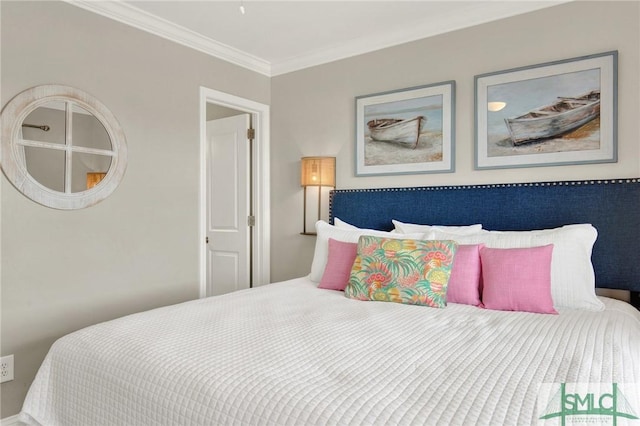 bedroom featuring crown molding