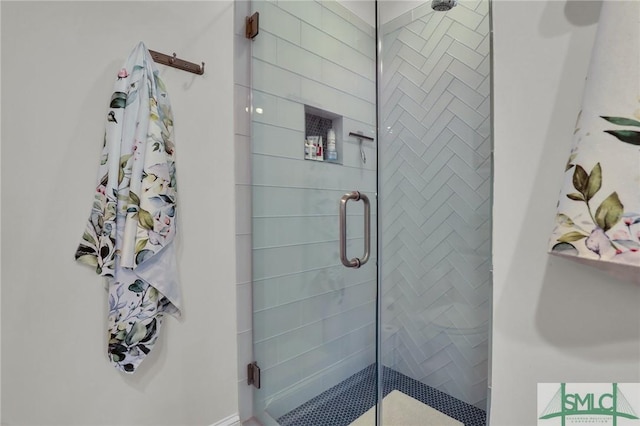 bathroom featuring a stall shower